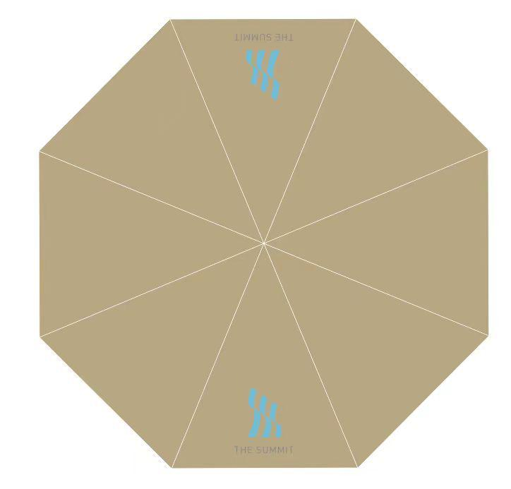 Brown Round Umbrella Blue LOGO