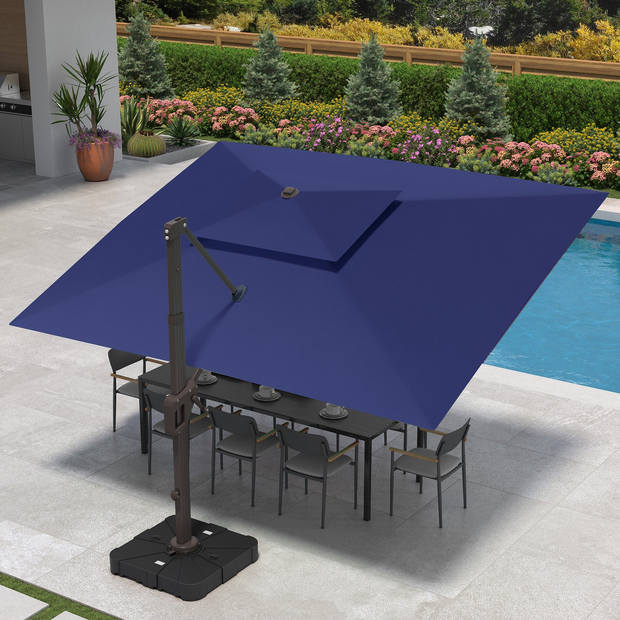 Double top cantilever umbrella
