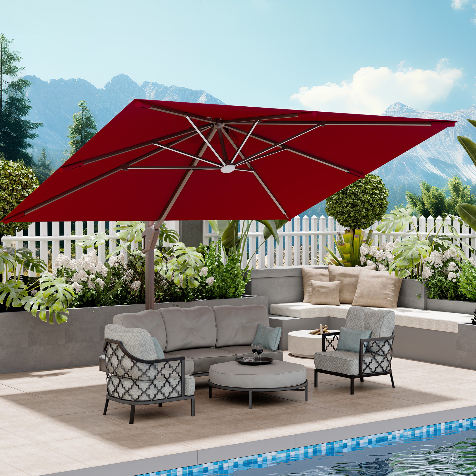 Stylish Illuminated Double Top Suspension Parasol