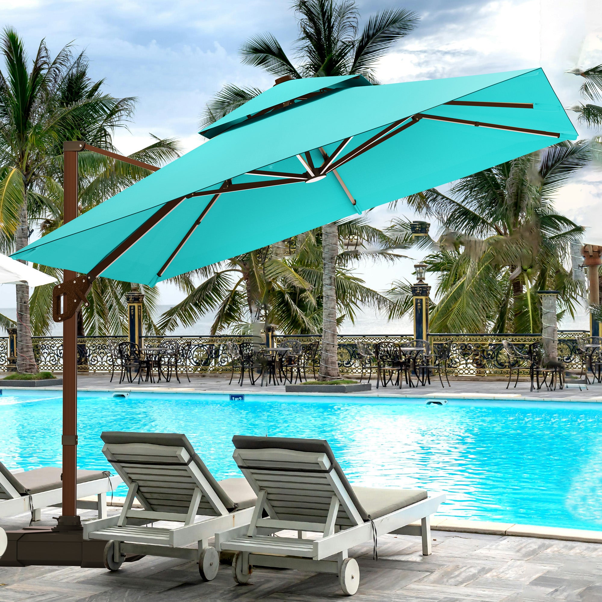 Stylish Illuminated Double Top Suspension Parasol