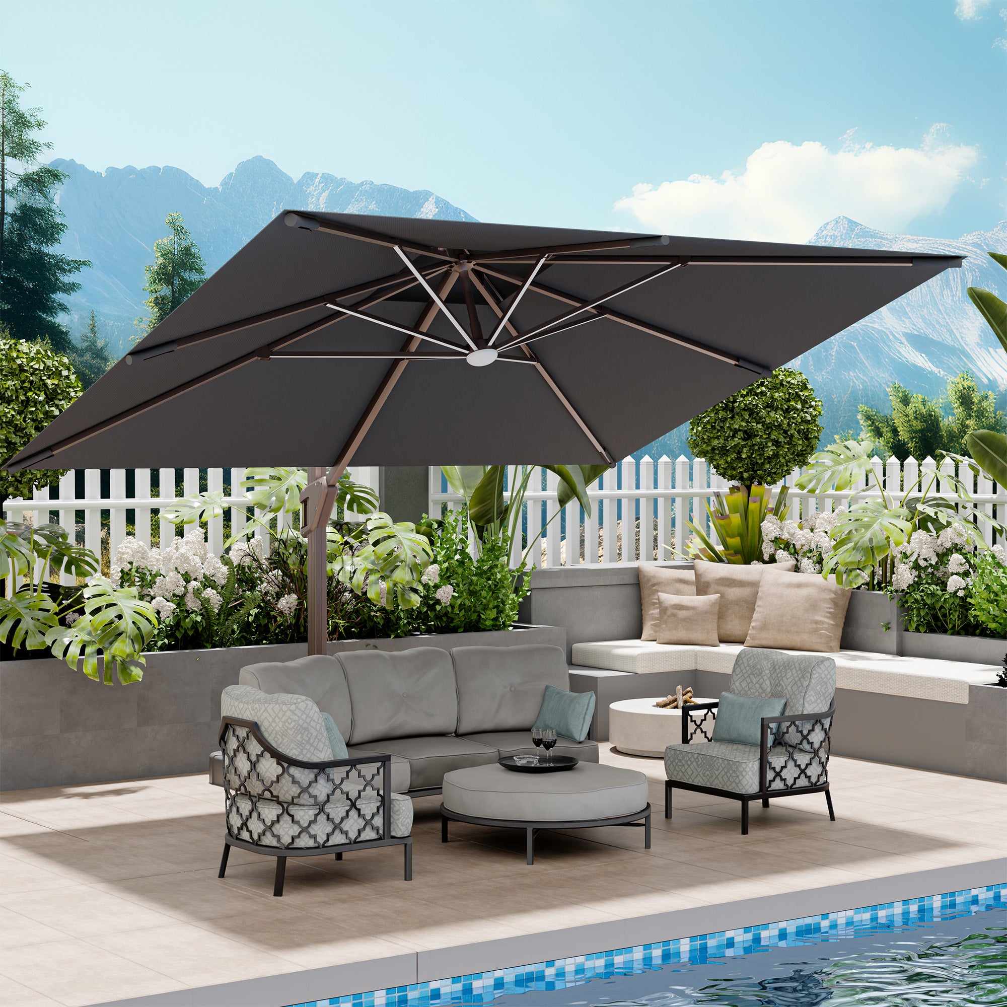 Stylish Illuminated Double Top Suspension Parasol