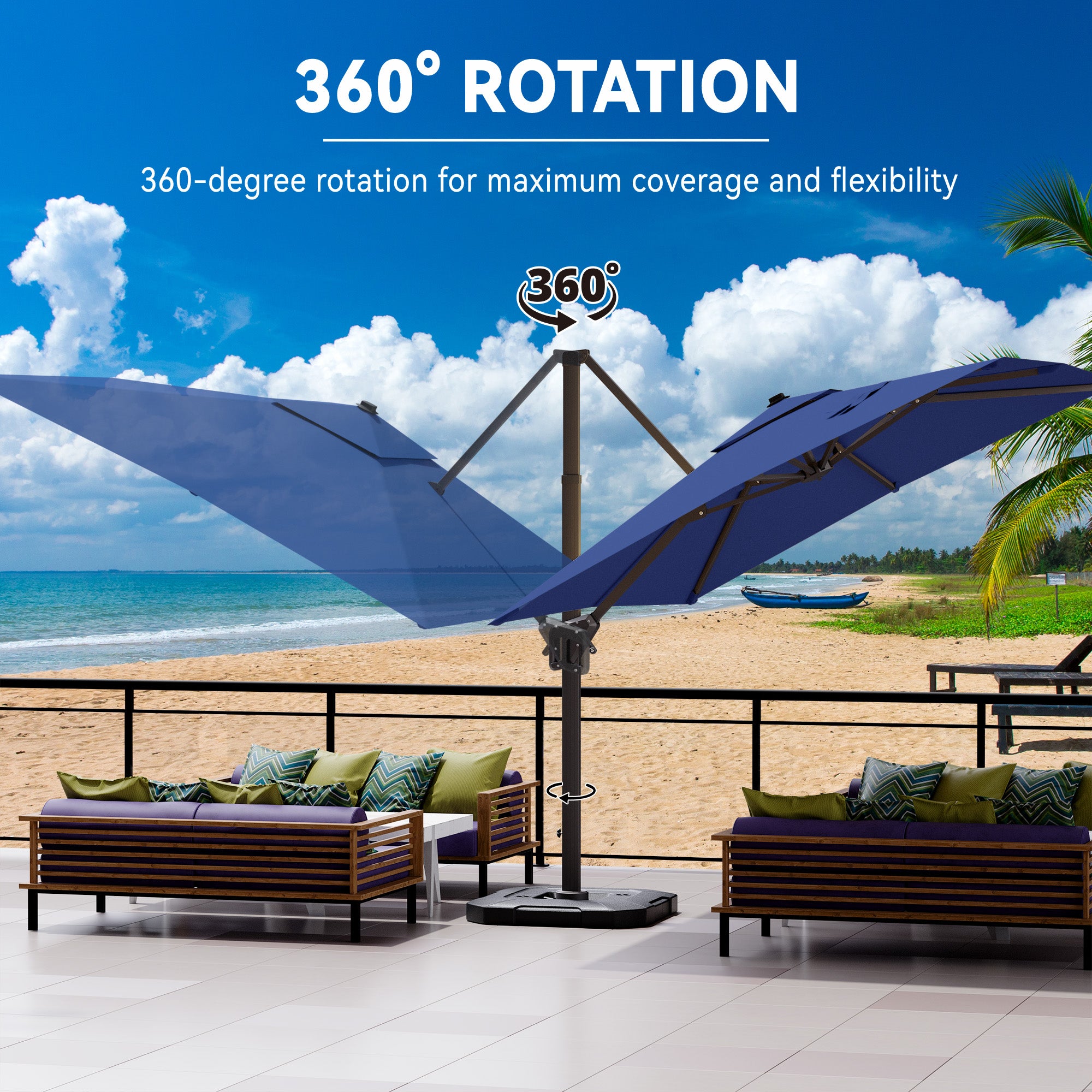 Stylish 9x12 Monotop Roman Patio Umbrella