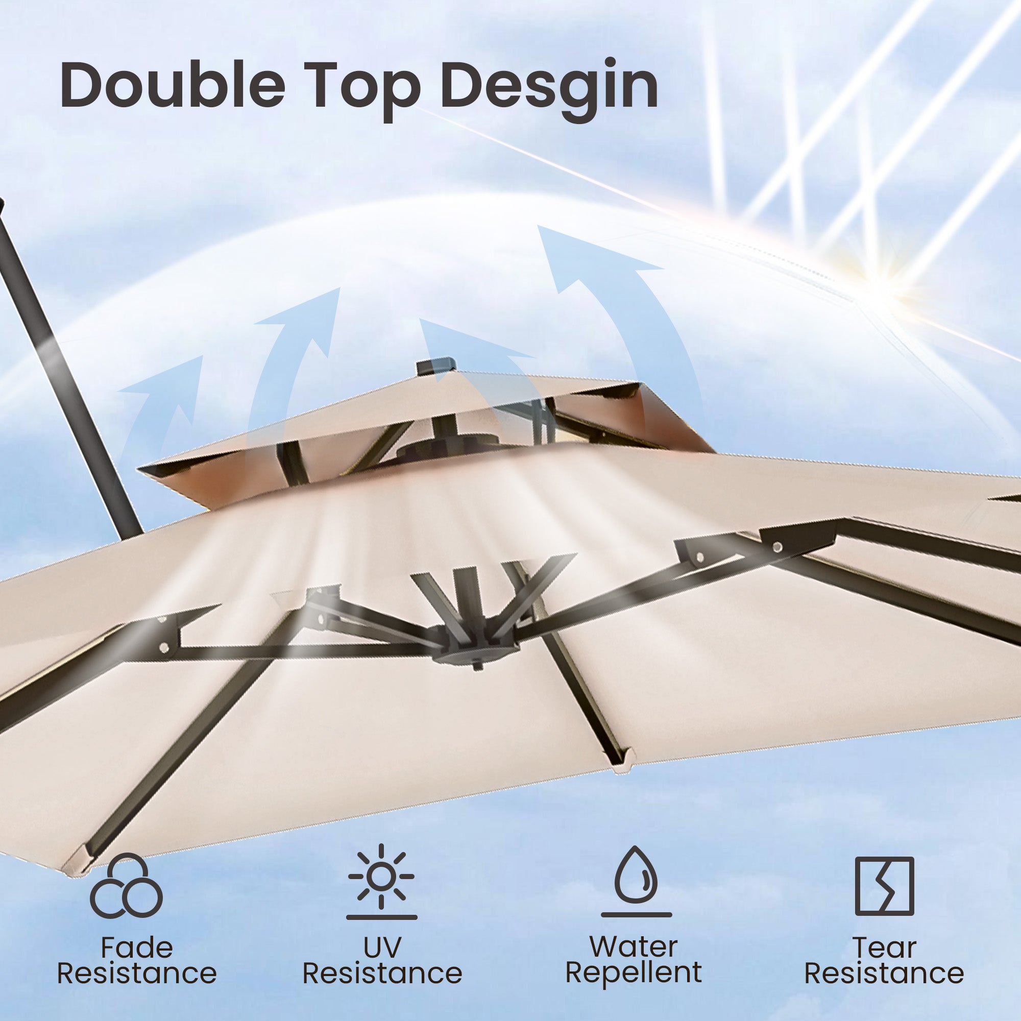 Deluxe Double-Layer Roman Hanging Parasol
