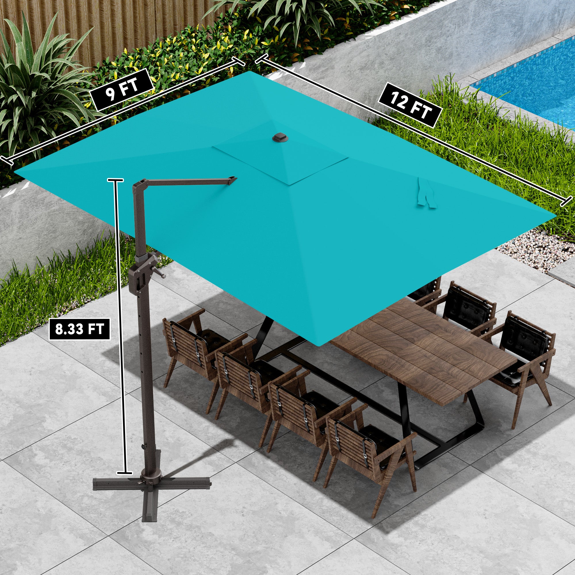 Stylish 9x12 Monotop Roman Patio Umbrella