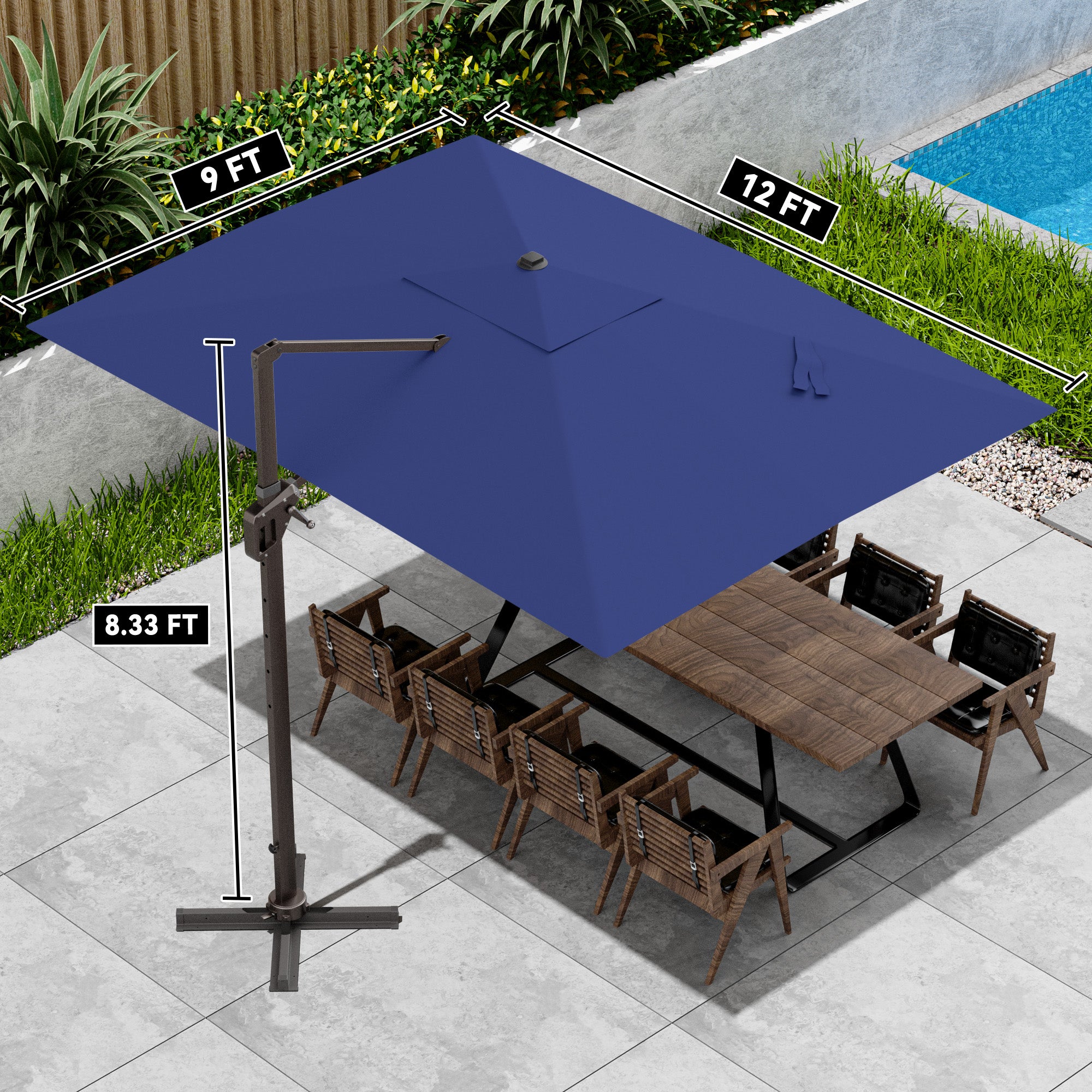 Stylish 9x12 Monotop Roman Patio Umbrella
