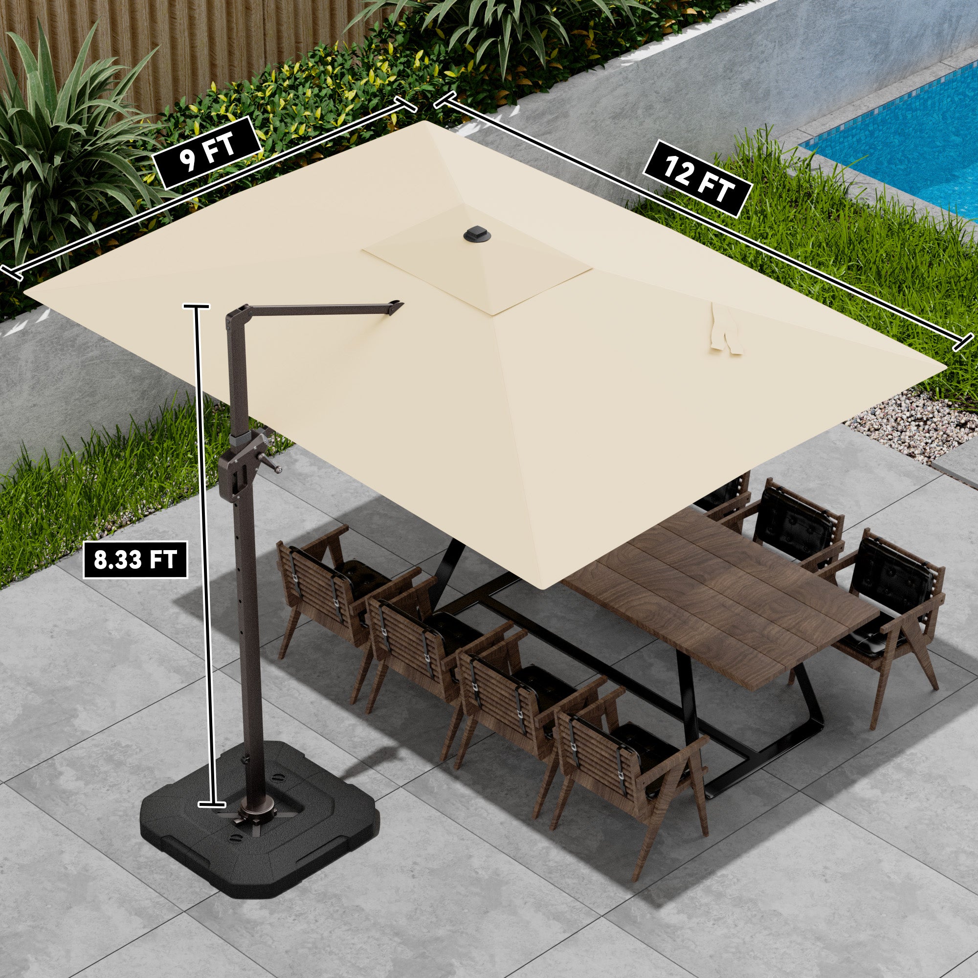 Stylish 9x12 Monotop Roman Patio Umbrella