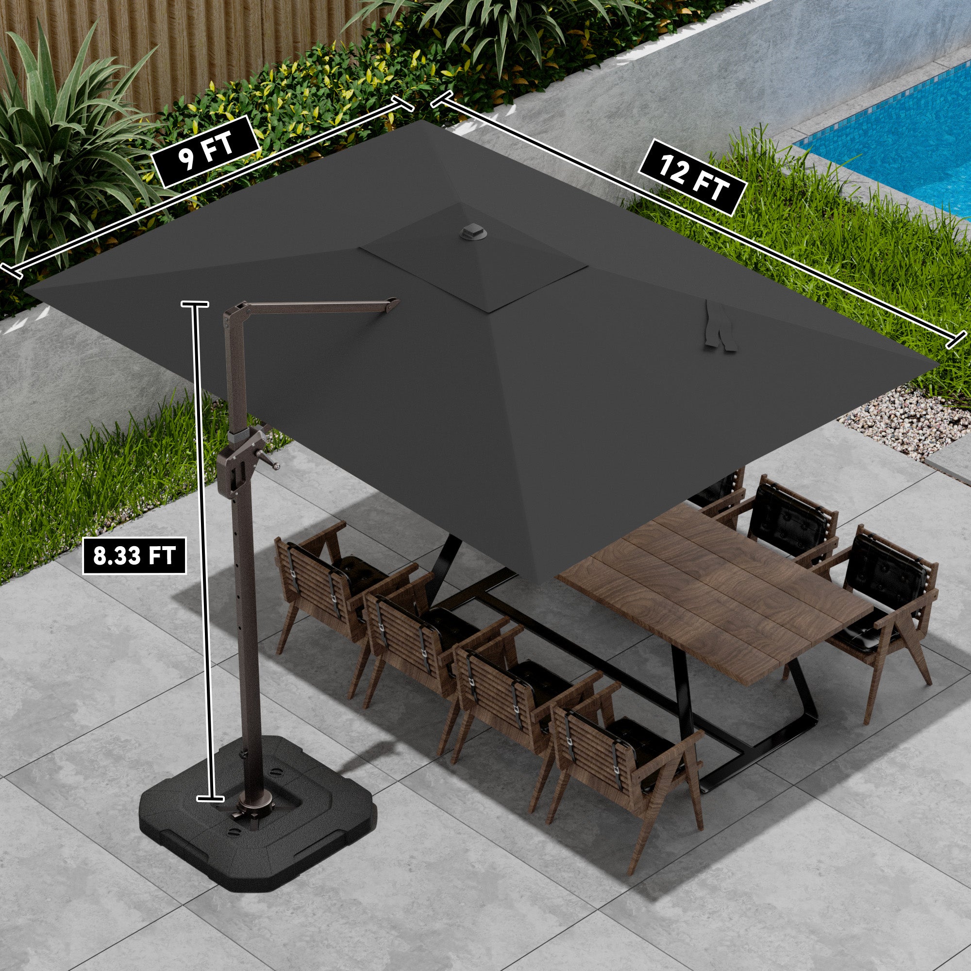 Stylish 9x12 Monotop Roman Patio Umbrella